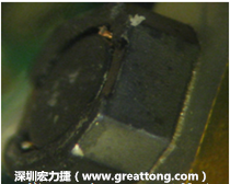 使用銀(Ag)鍍層的電源電感器(Power Inductors)，經(jīng)過推力測試后，零件端點(diǎn)上已經(jīng)看不到任何鍍層的痕跡了，所以其耐推力就比較小。