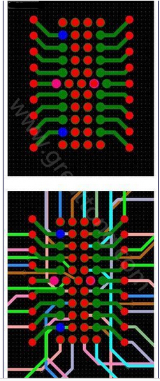 焊盤內(nèi)過孔用于內(nèi)部，而外部引腳在0.5mm柵格上扇出-深圳宏力捷