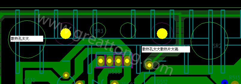 PCB設(shè)計中，散熱孔散熱片設(shè)計不當(dāng)，造成很多電源板斷裂