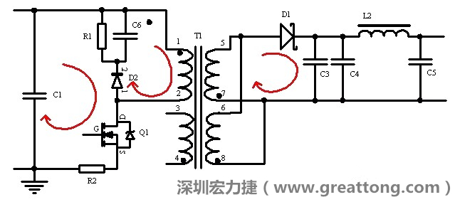 元件布局的時候，要優(yōu)先考慮高頻脈沖電流和大電流的環(huán)路面積，盡可能地減小,以抑制開關(guān)電源的輻射干擾