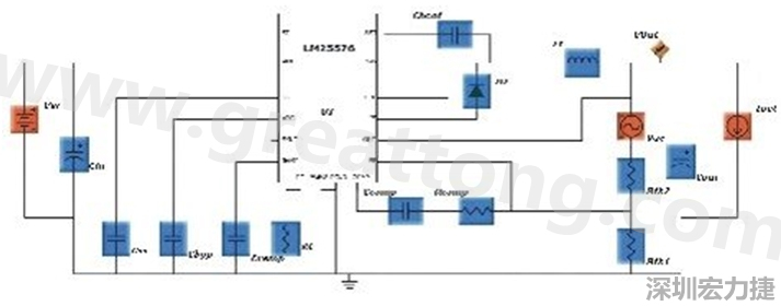 參考圖1的電流通路：把FET在導(dǎo)通狀態(tài)下流經(jīng)的通路標(biāo)記為紅色；把FET在關(guān)斷狀態(tài)下的迴路標(biāo)記為綠色。