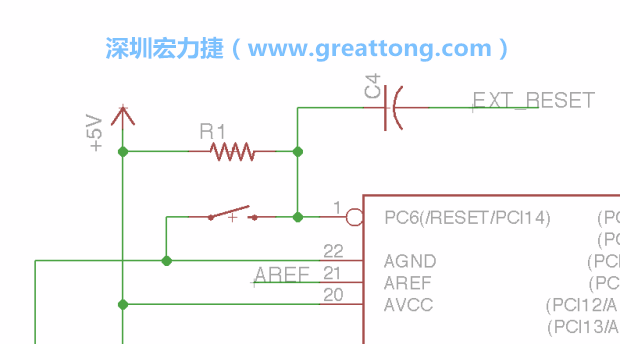 很多PCB設(shè)計者的設(shè)計不符合人體工學，他們使用很小的按鈕、不方便的元件配置和難以解讀的標簽，千萬不要變成這樣！這次我們的設(shè)計有一個大小合適的重置按鈕（reset button）和可以清楚辨認是否已經(jīng)接上電源的LED指示燈。