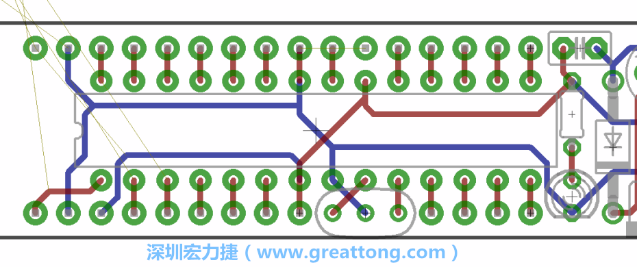 如果可以的話盡量讓接地線保持在電路板的背面，這樣它們就可以在可能范圍內(nèi)和最大的接地面連結(jié)在一起。