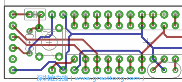 4.2. 然后在電路板的背面進(jìn)行布線。